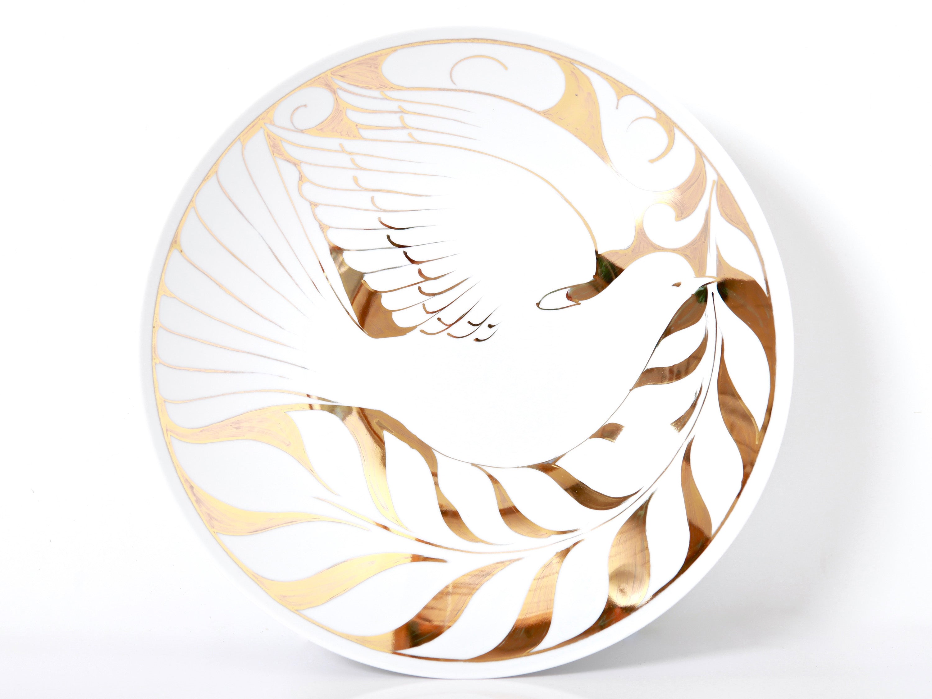 13" Peace Bowl Decorated in 24K Gold by Miranda Thomas