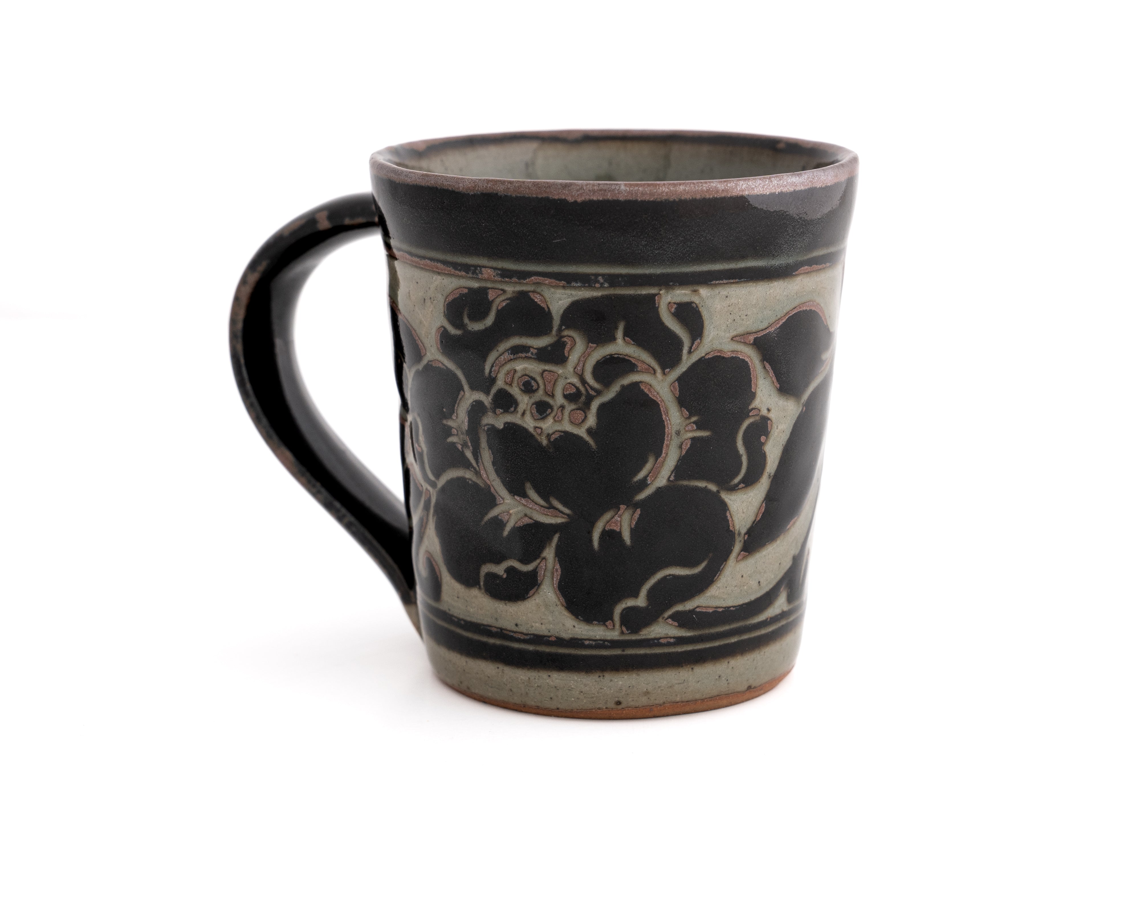 Black Carved Mug