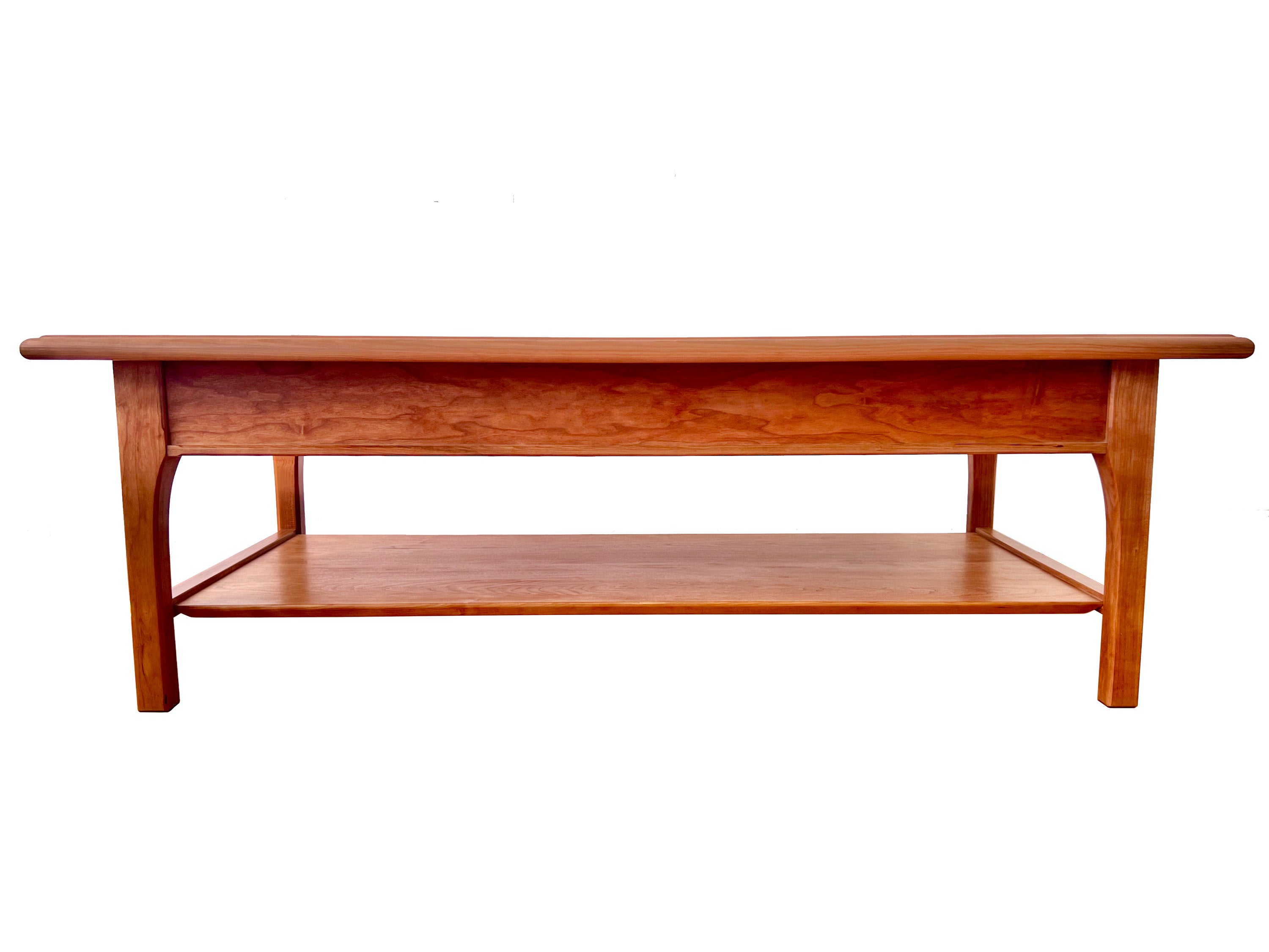 Cherry Rectangular Coffee Table with Cream Carved Tree of Tile Top