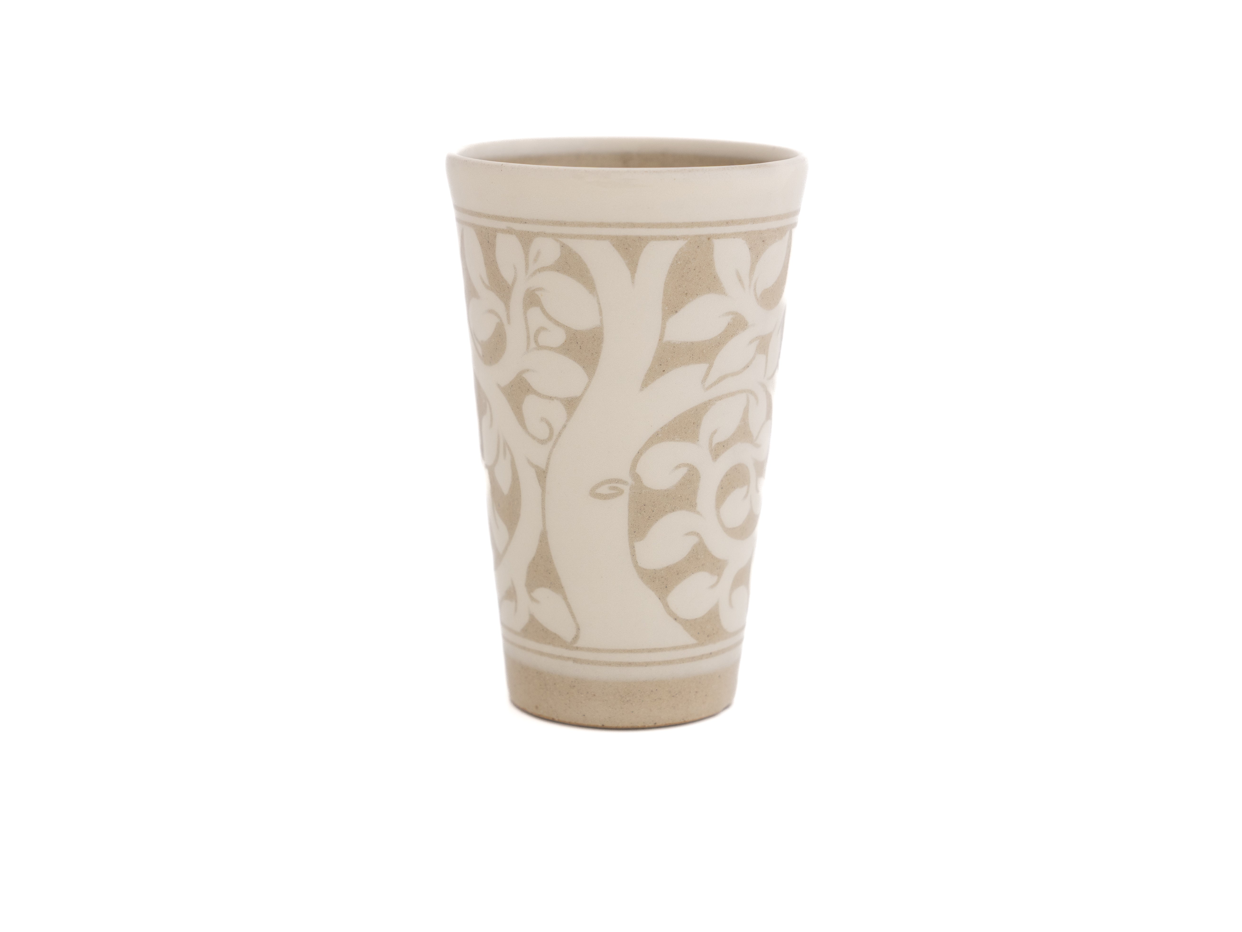Medium Cream Carved Beaker