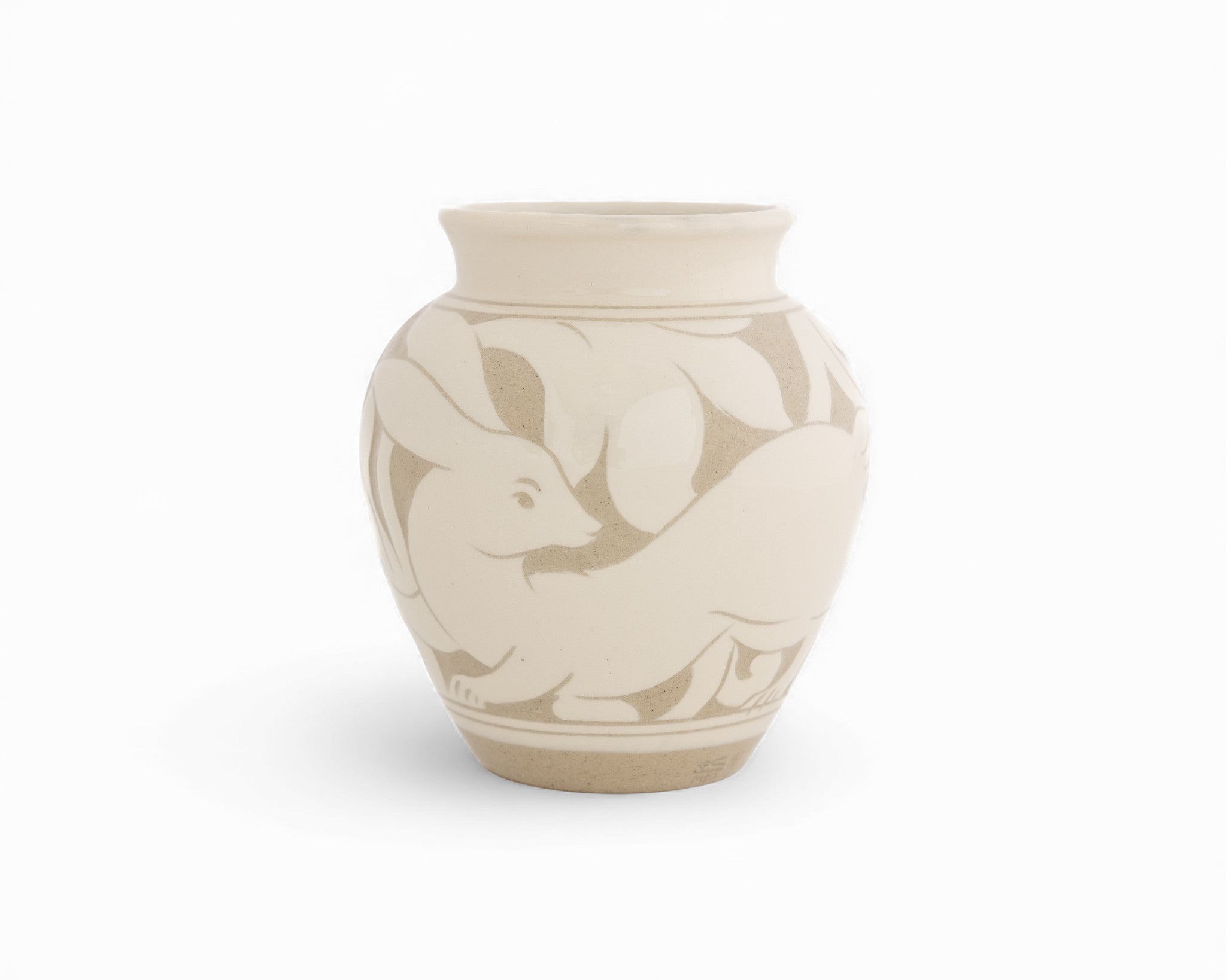 Large Cream Carved Vase