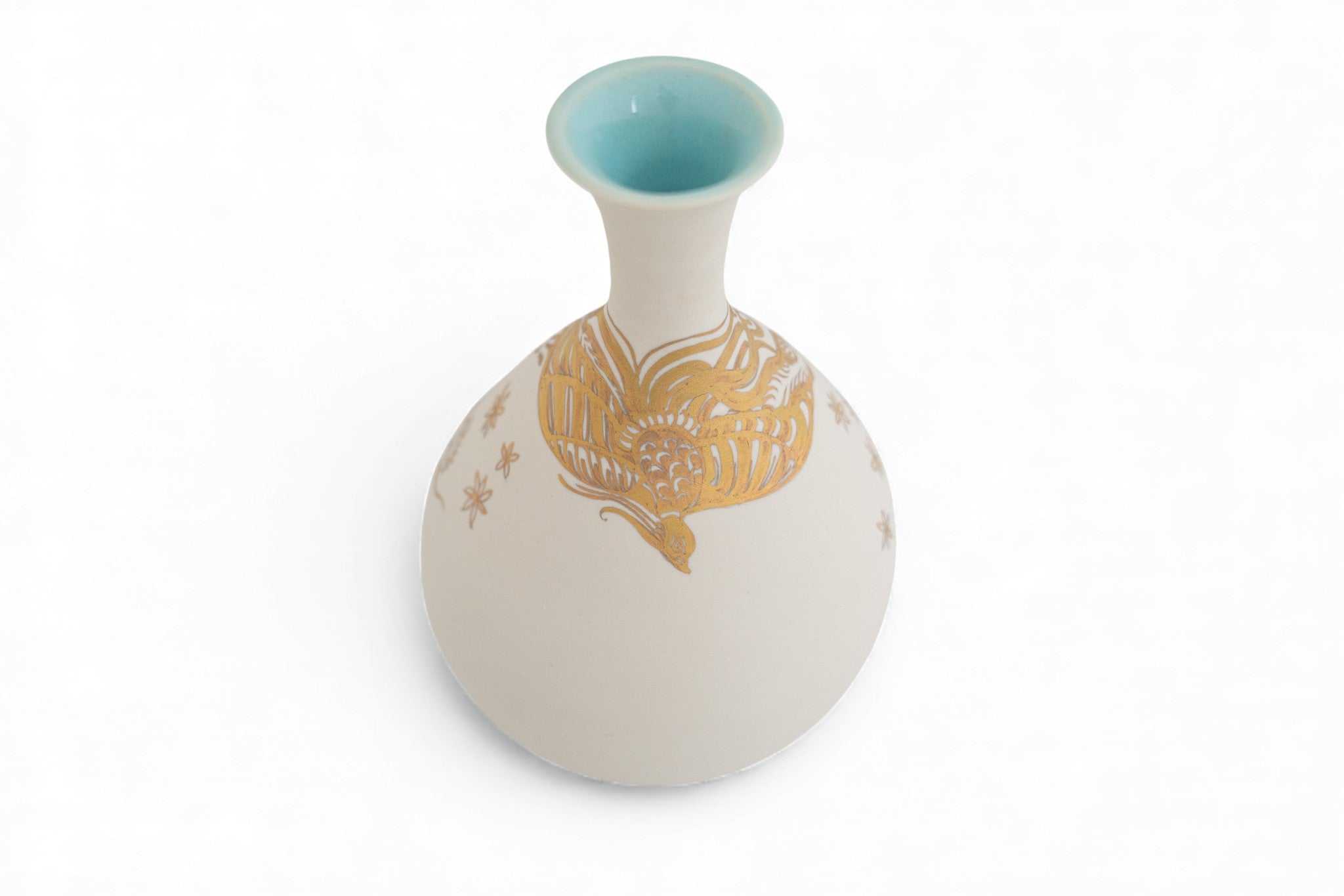 Rising Phoenix on Raw Porcelain Onion Vase signed by Miranda Thomas