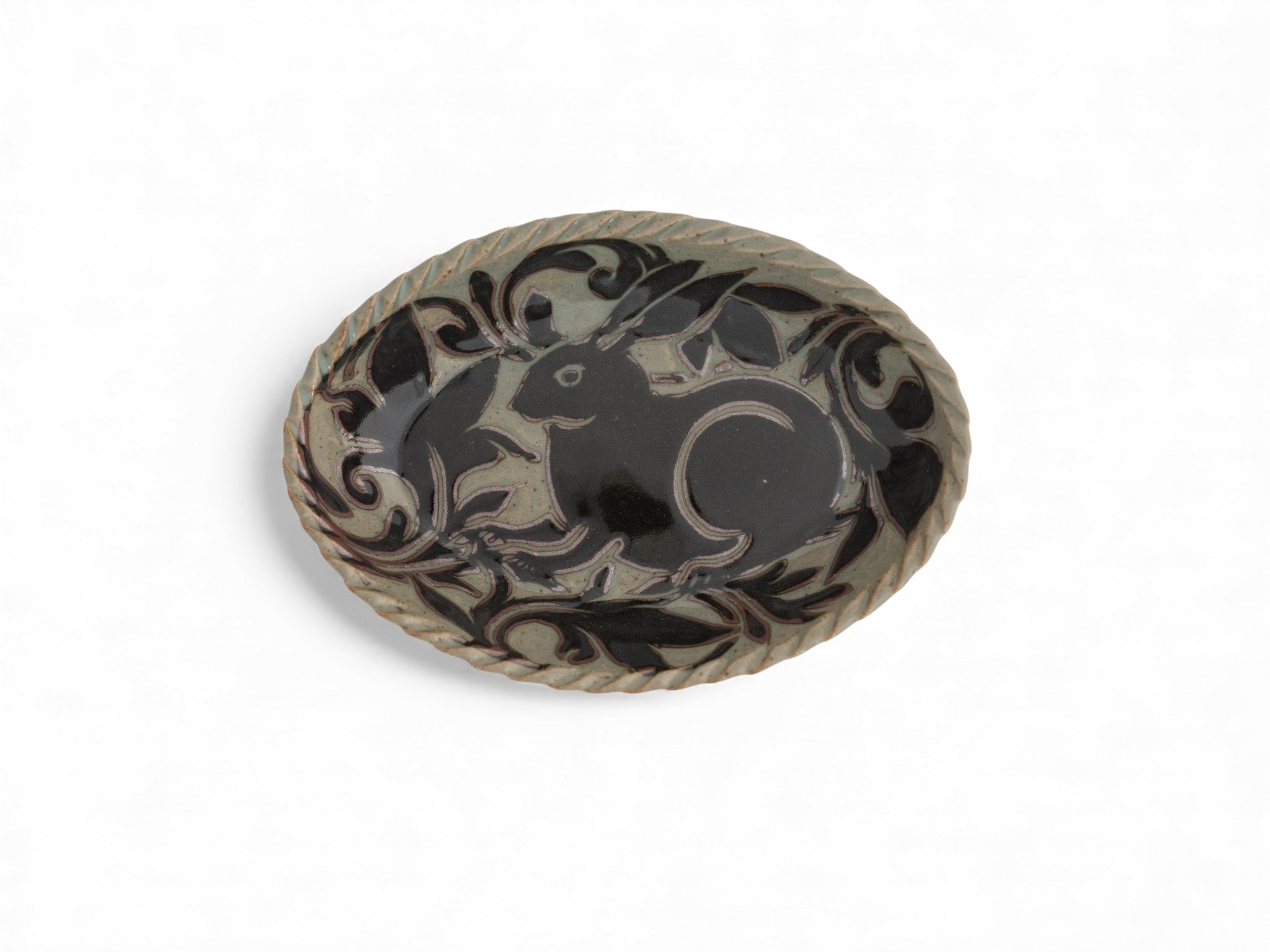 Medium Black Carved Oval Platter