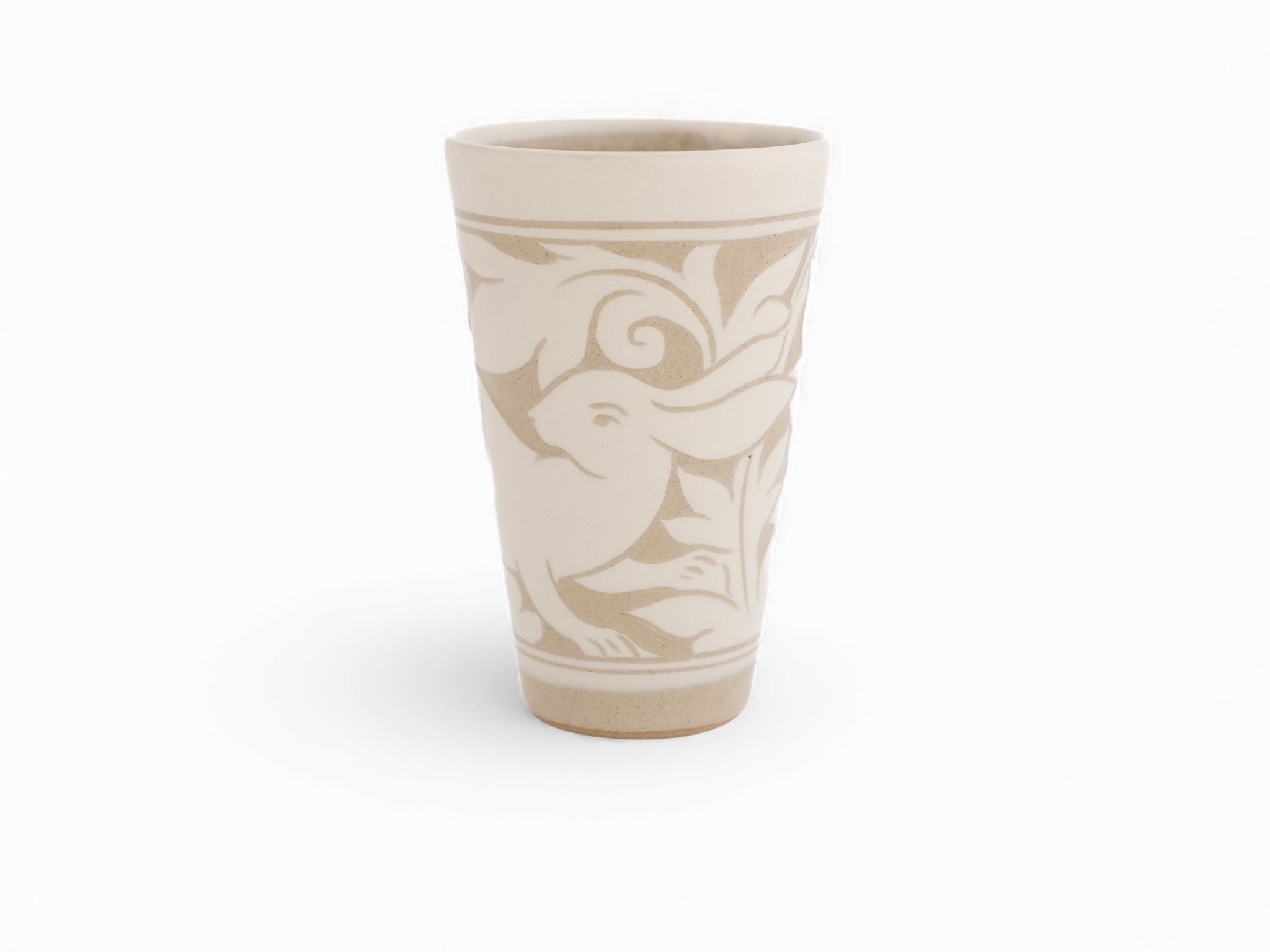 Medium Cream Carved Beaker