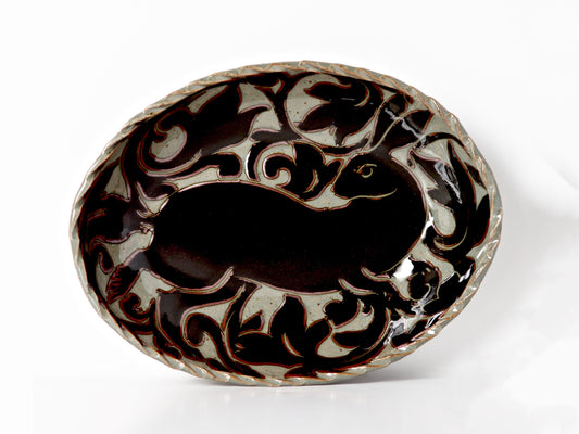 Medium Black Carved Oval Platter