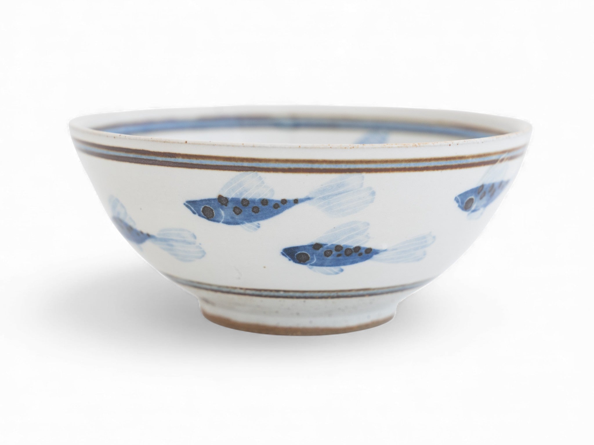 Handmade Stoneware painted fish cereal bowls