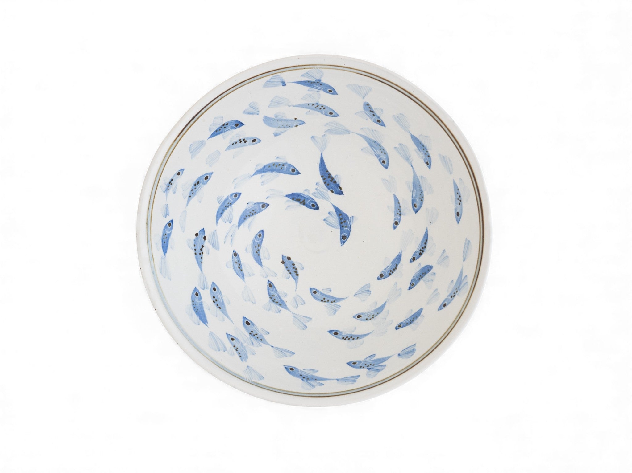 Handmade Stoneware painted fish salad bowls