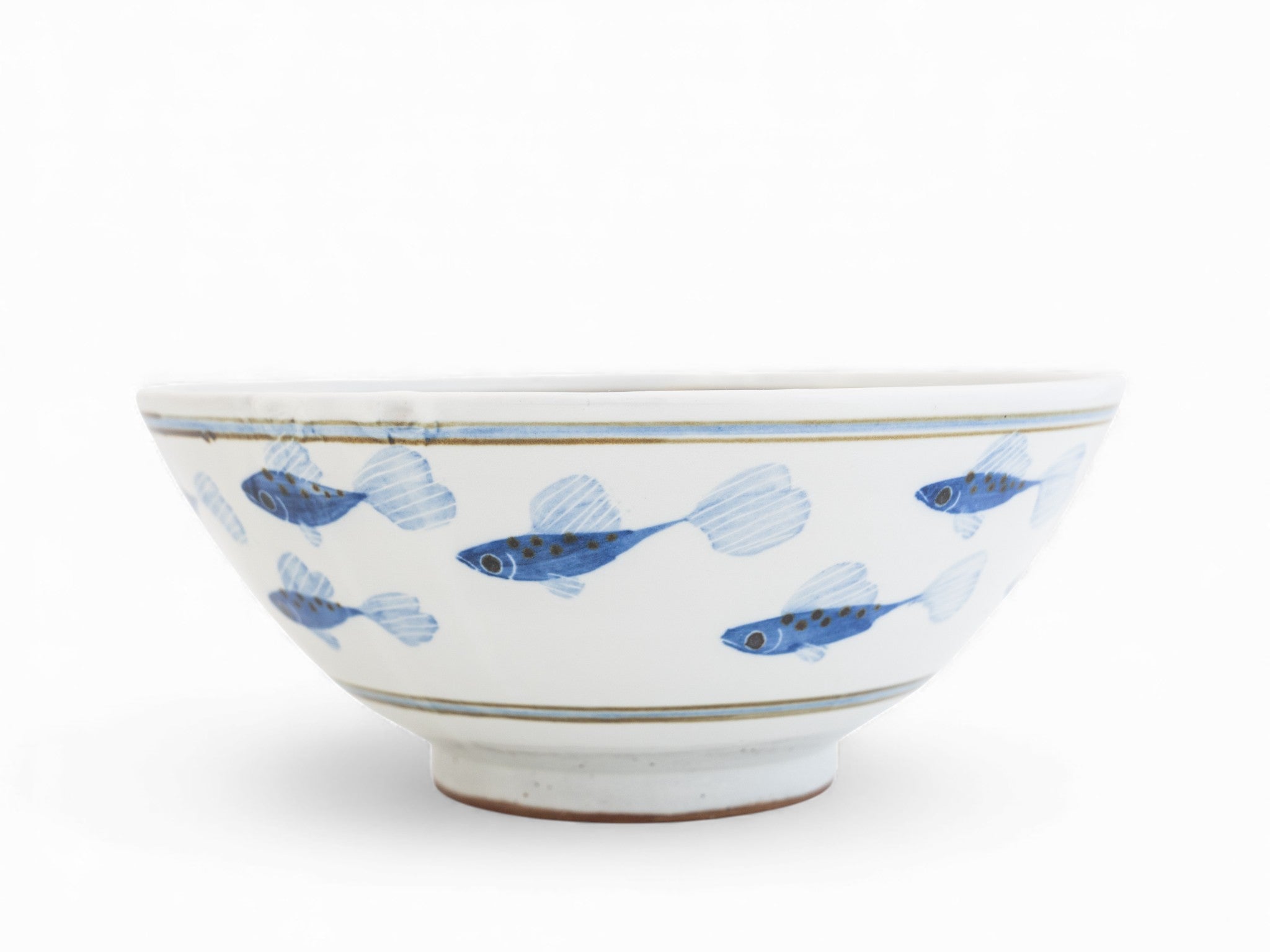Handmade Stoneware painted fish serving bowls
