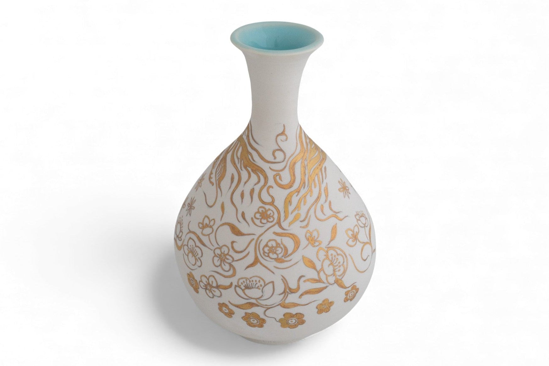 Handmade Raw Porcelain Vase With Gold Painting
