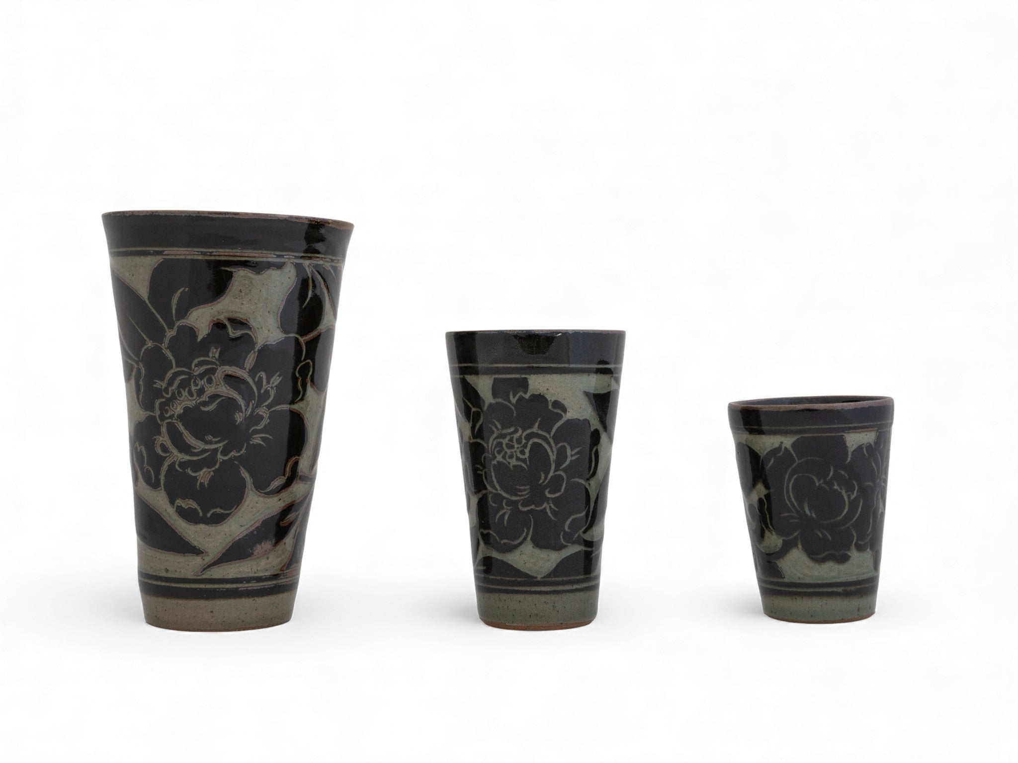 Small Black Carved Beaker