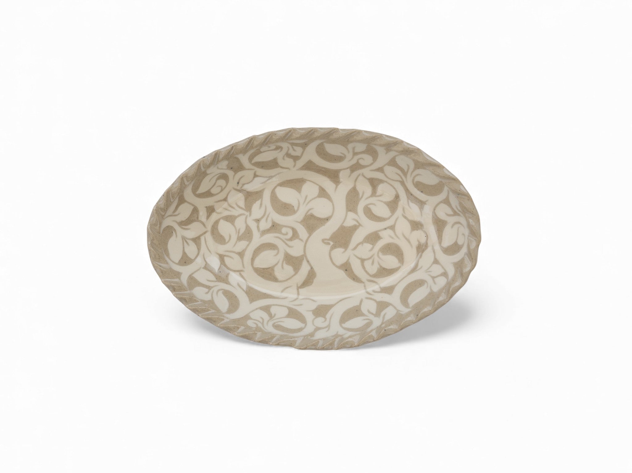 Small Cream Carved Oval Platter