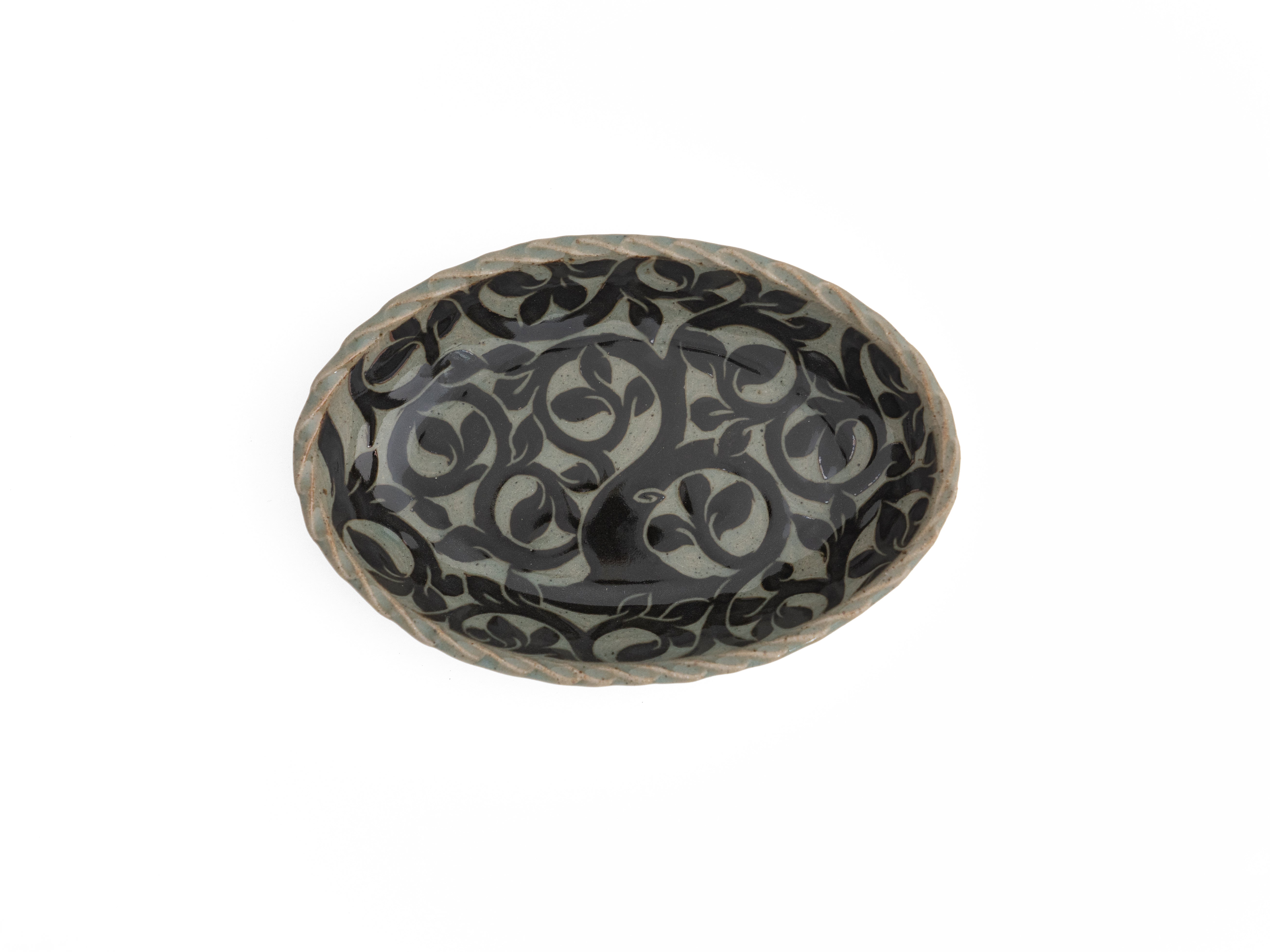 Medium Black Carved Oval Platter