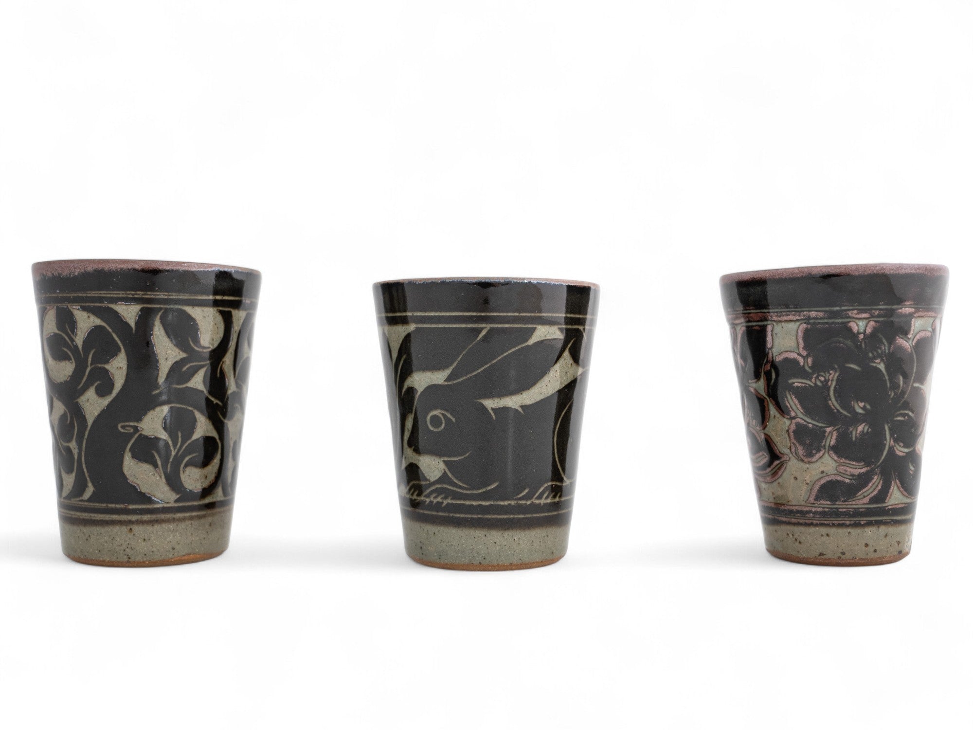 Small Black Carved Beaker