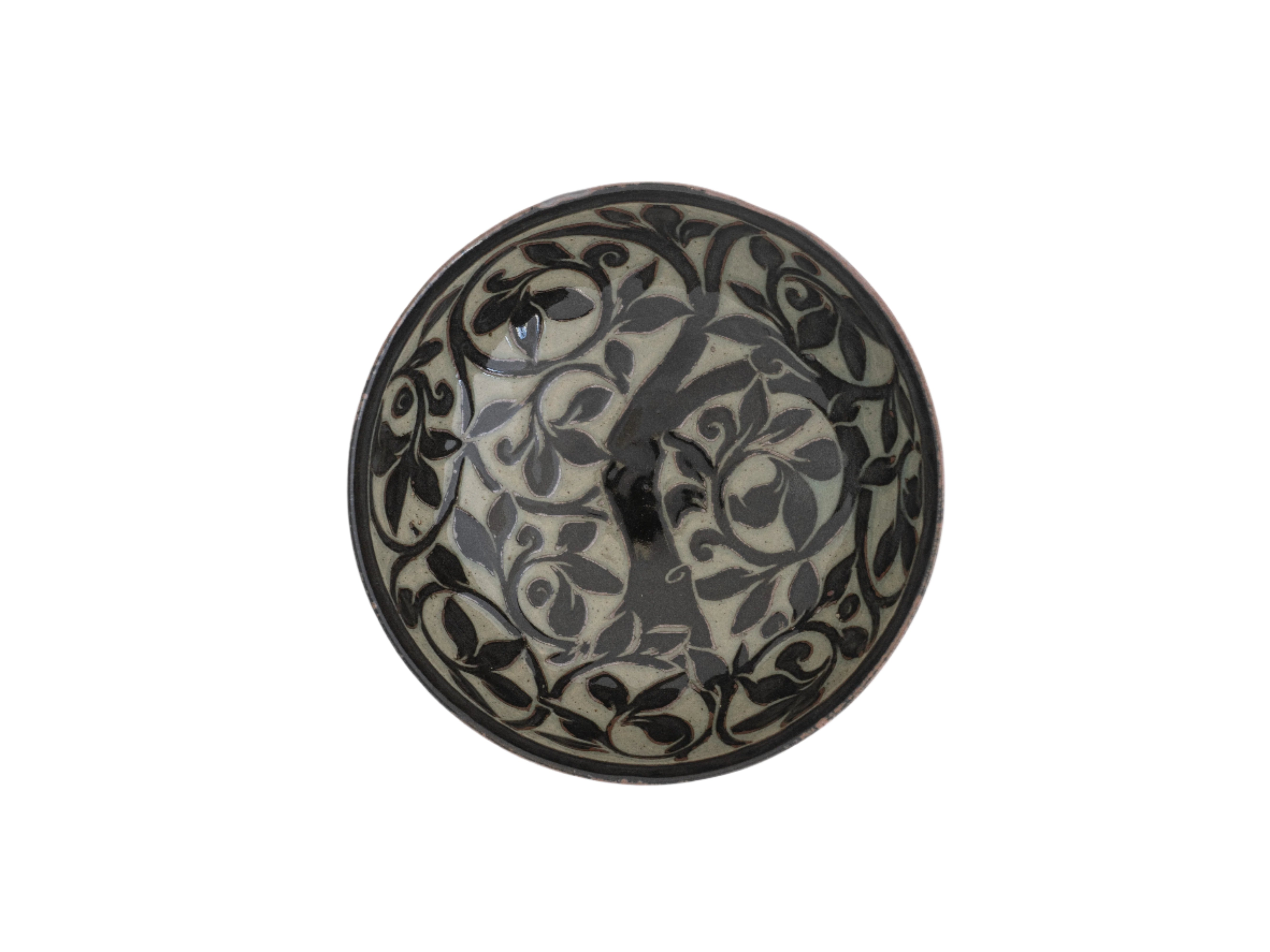 Black Carved Serving Bowl