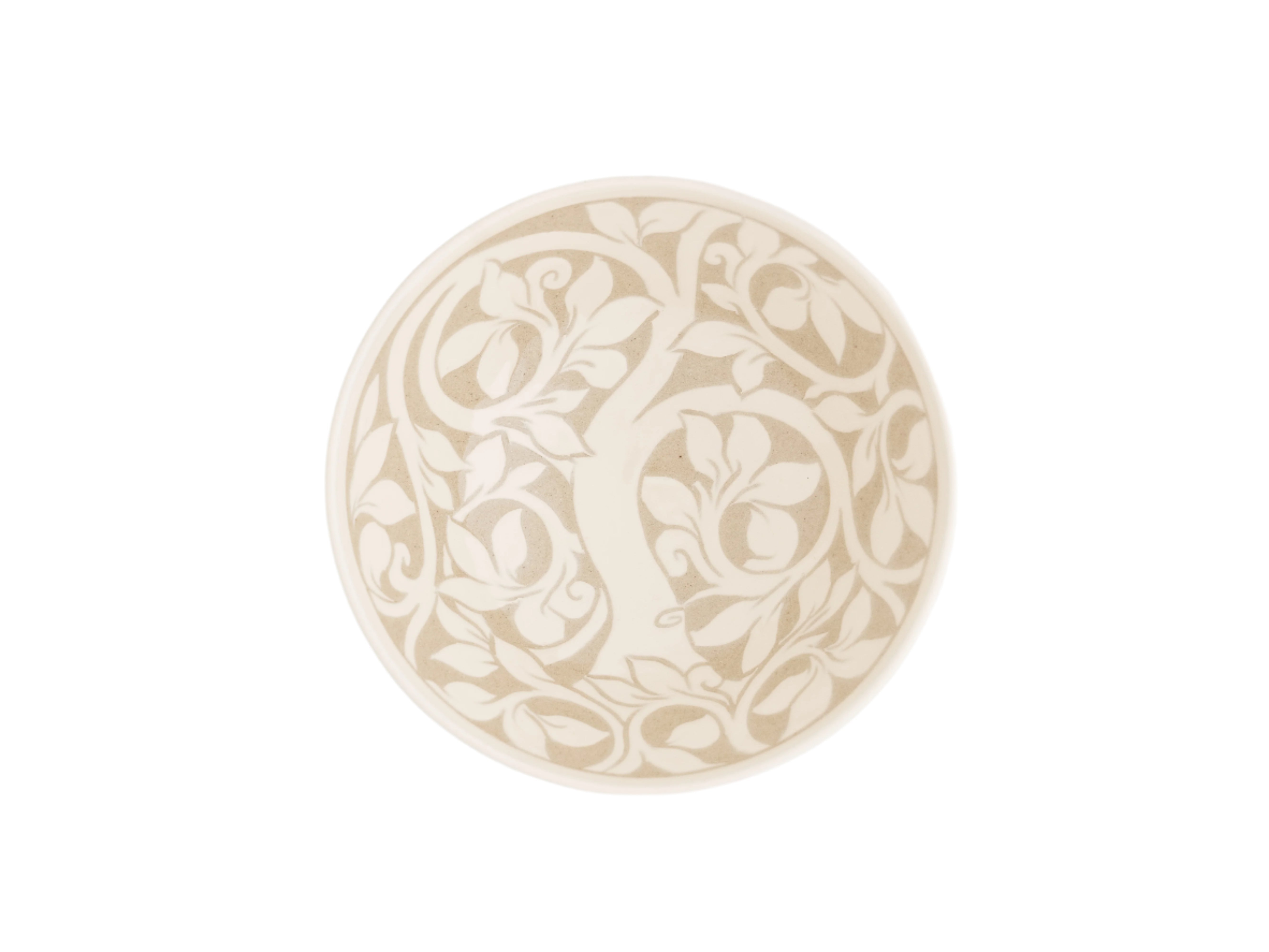 Cream Carved Serving Bowl