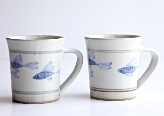 Two painted fish 10 ounce mugs