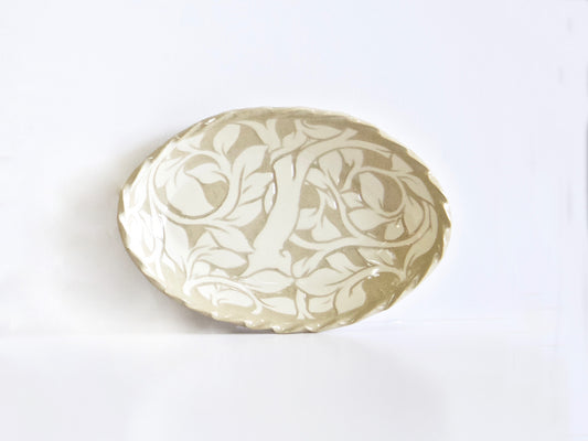 Small Cream Carved Oval Platter
