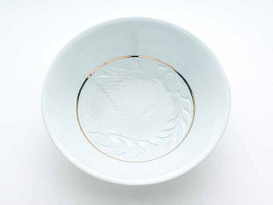 Carved Porcelain Bird of Peace Bowl