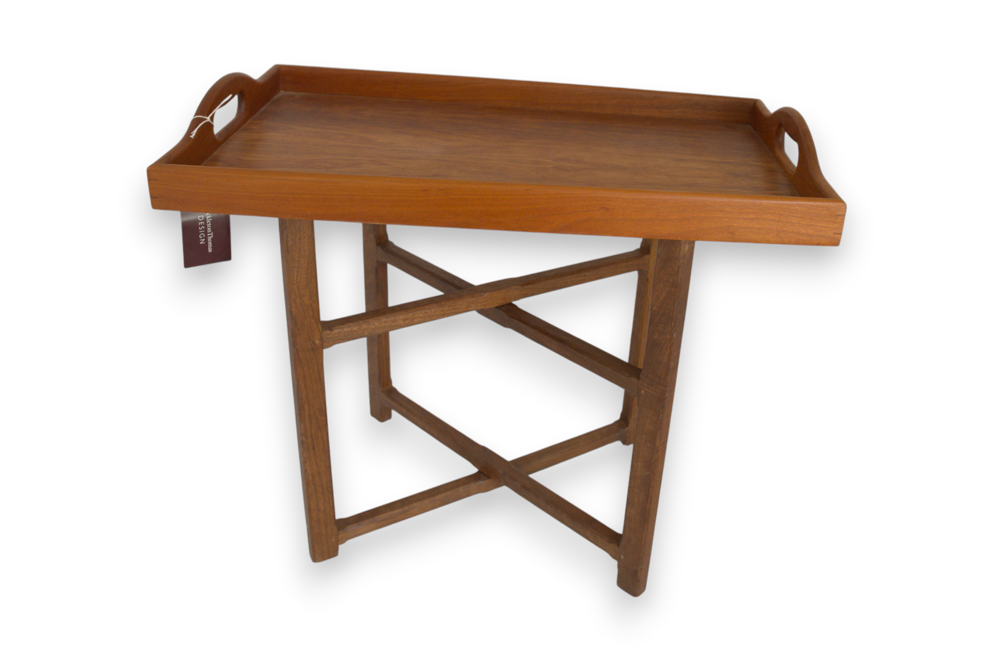 Walnut Tray and Stand Set 24" x 14" Tray, Stand 18" H