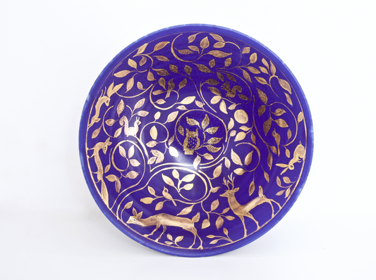 9" Sapphire and Gold Bowl "Into the Woods"