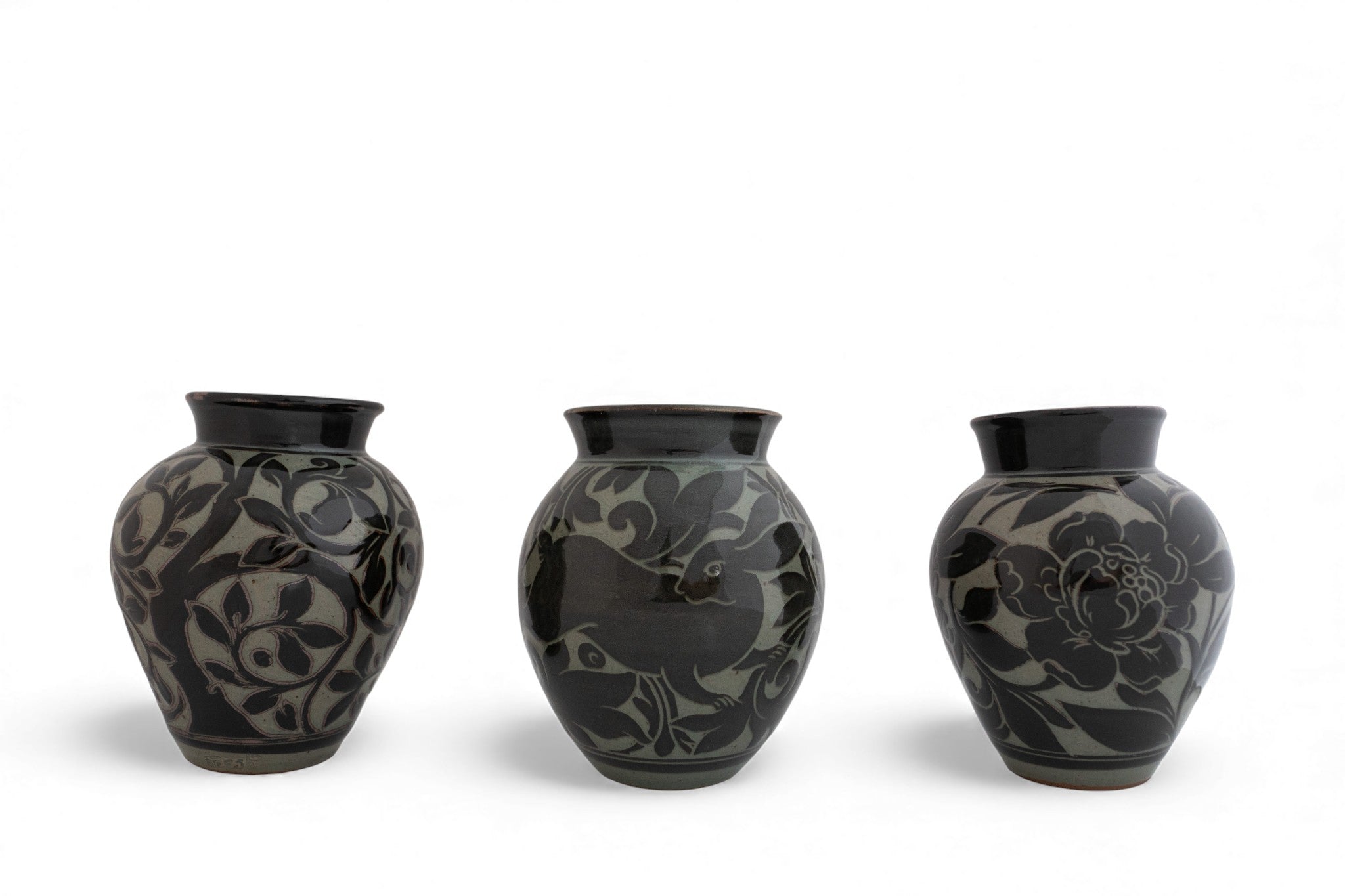 Large Black Carved Vase