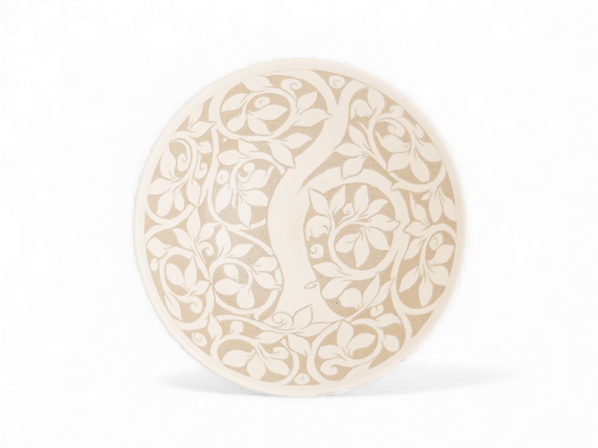 Handmade Stoneware salad bowl tree pattern