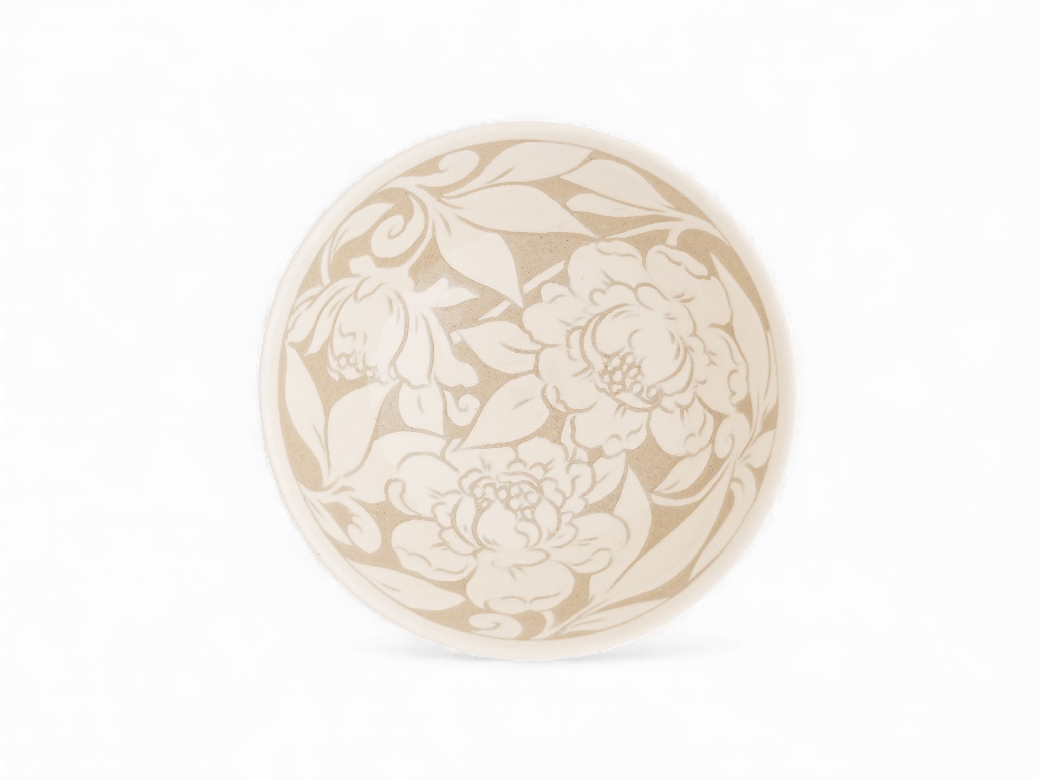 Cream Carved Serving Bowl