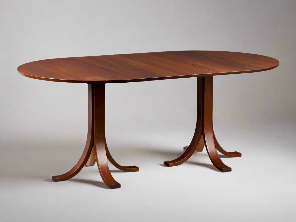 Vermont Handmade Eagle Extending Dining Table, Round with sleek curved design