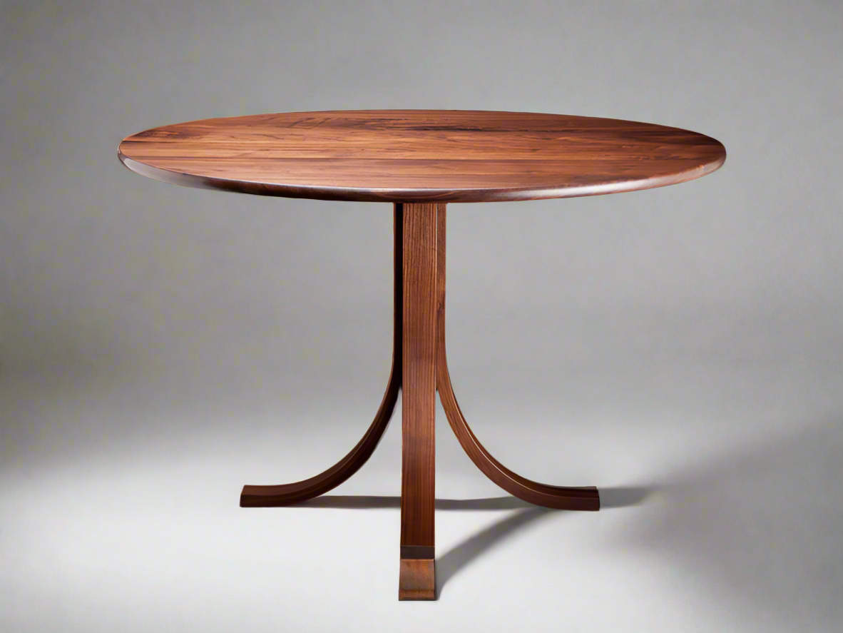 Handmade Round Eagle Dining Table in Walnut, with a modern sleek design 