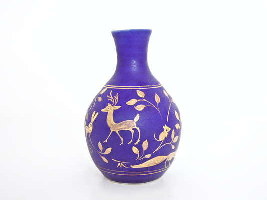 6 1/2" Sapphire and Gold Vase  "Into the Woods I"