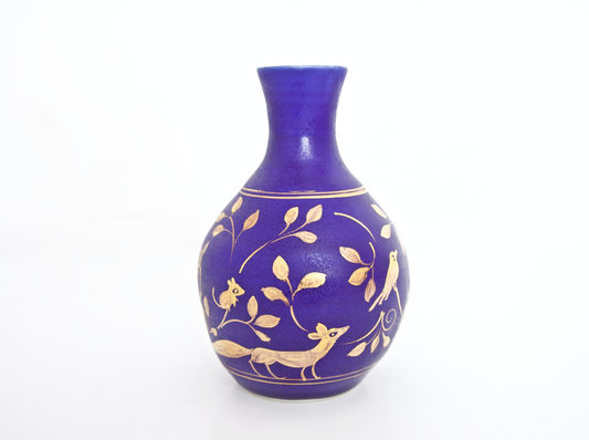 6 1/2" Sapphire and Gold Vase  "Into the Woods I"