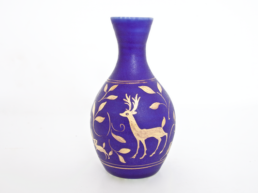 6 1/2" Sapphire and Gold Vase  "Into the Woods II"