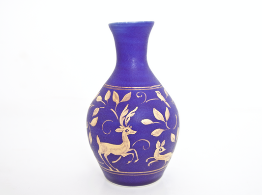 6 1/2" Sapphire and Gold Vase  "Into the Woods III"