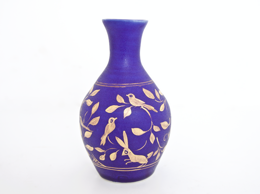 6 1/2" Sapphire and Gold Vase  "Into the Woods III"