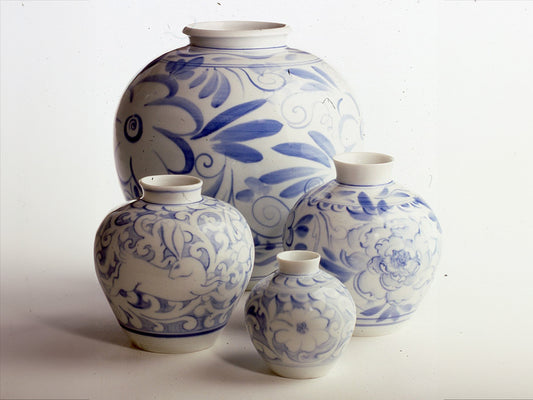 Blue Painted Porcelain Vases