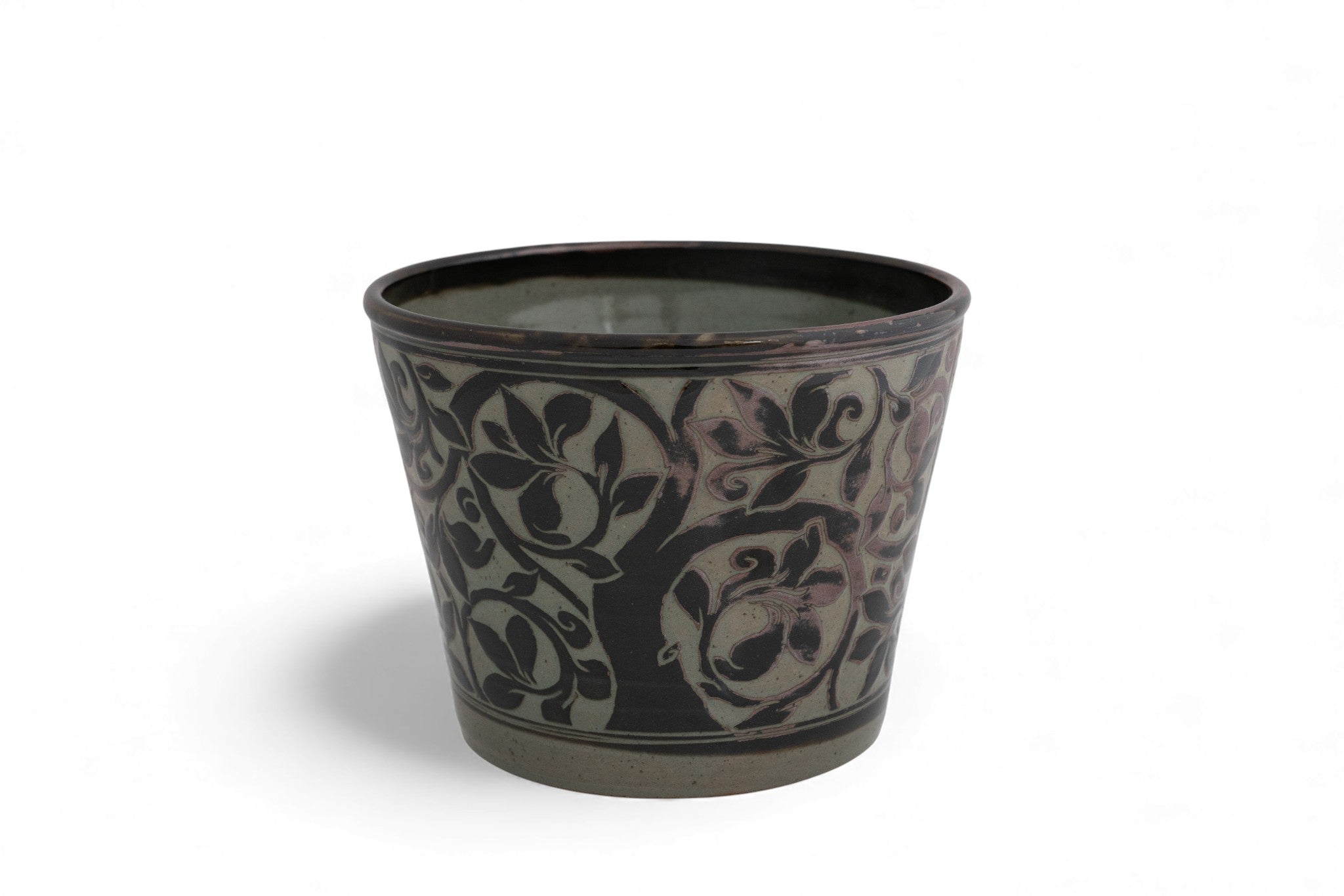 Black Carved Pottery Cache Pots