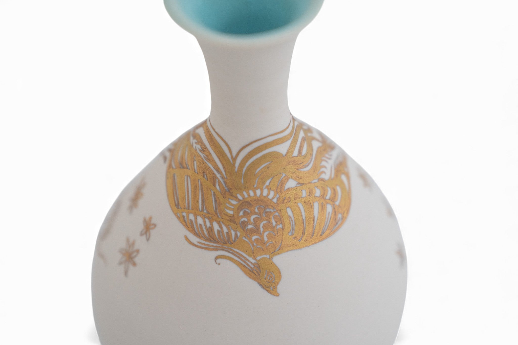 Rising Phoenix on Raw Porcelain Onion Vase signed by Miranda Thomas