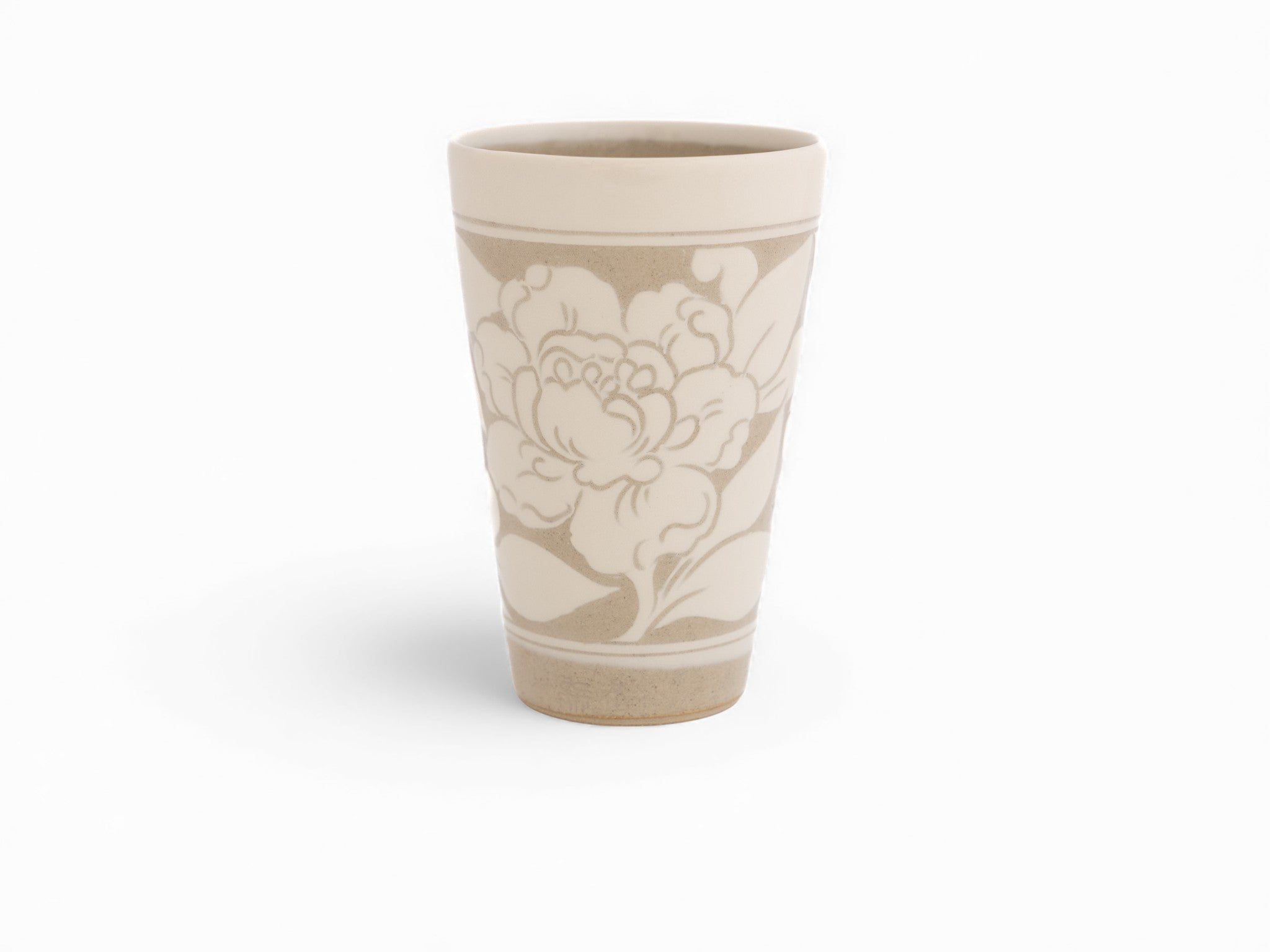 Medium Cream Carved Beaker