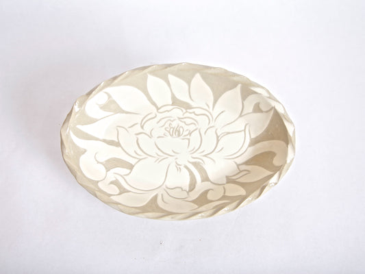 Small Cream Carved Oval Platter