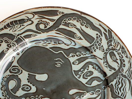 Black Carved Octopus Platter