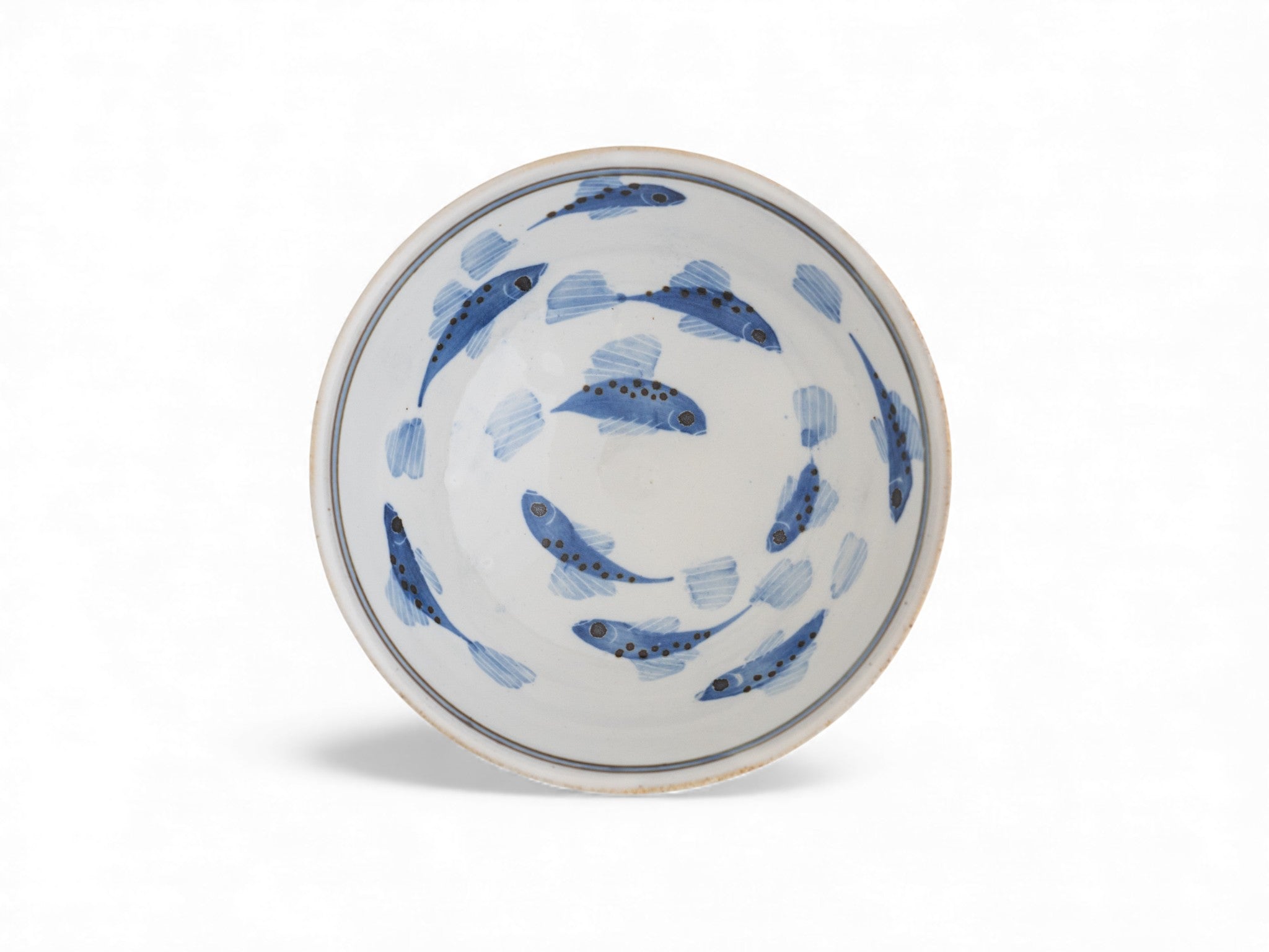 Handmade Stoneware painted fish cereal bowls