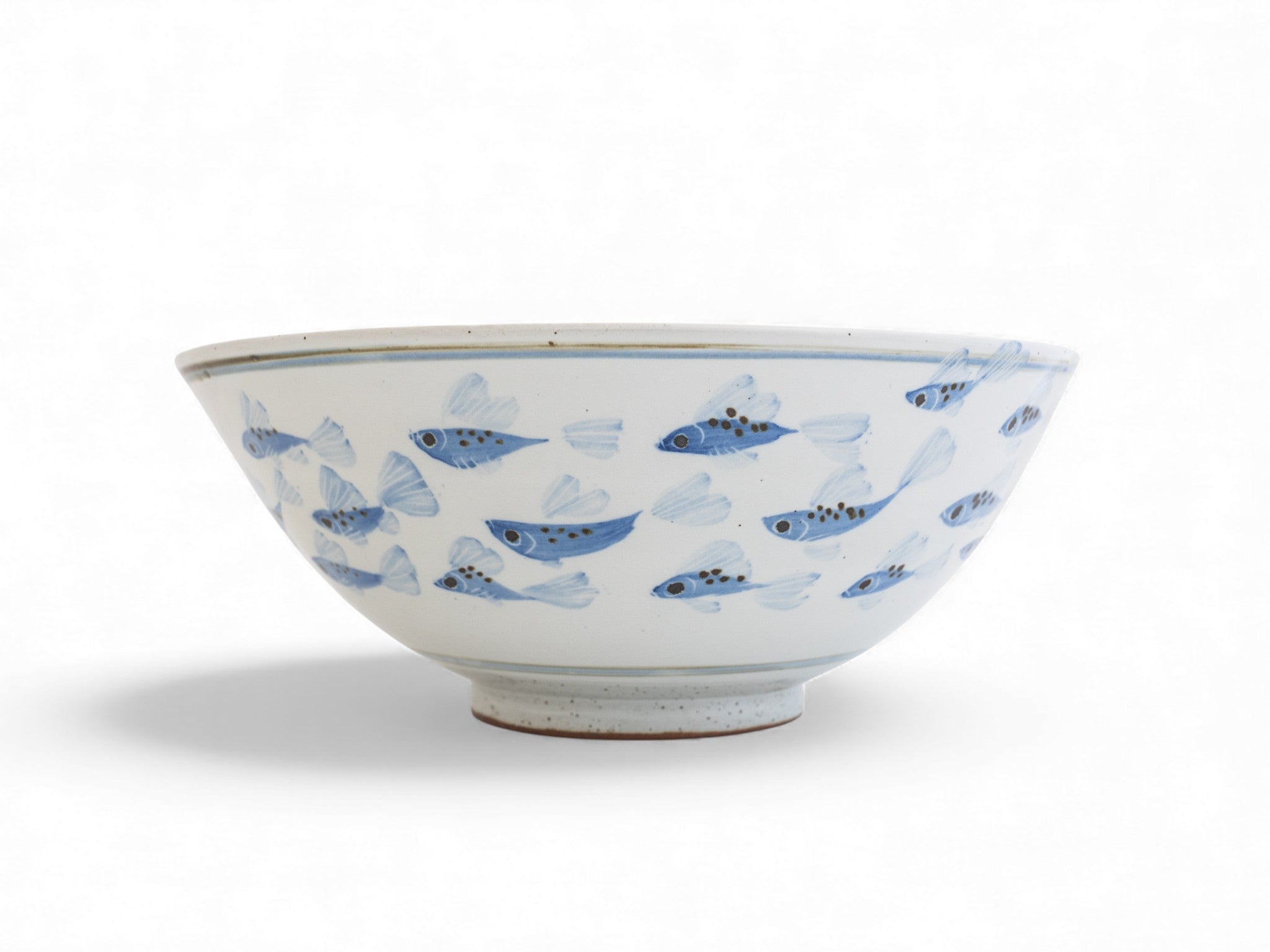 Handmade Stoneware painted fish salad bowls 