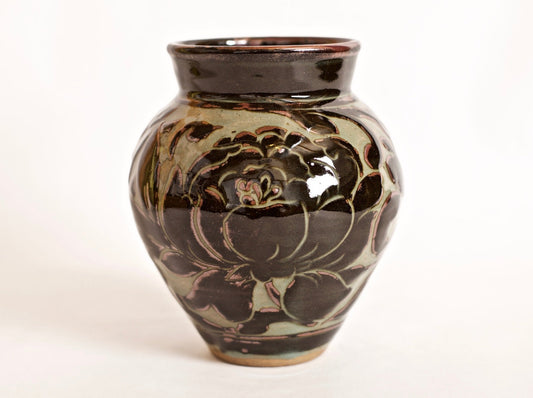 Medium Black Carved Vase