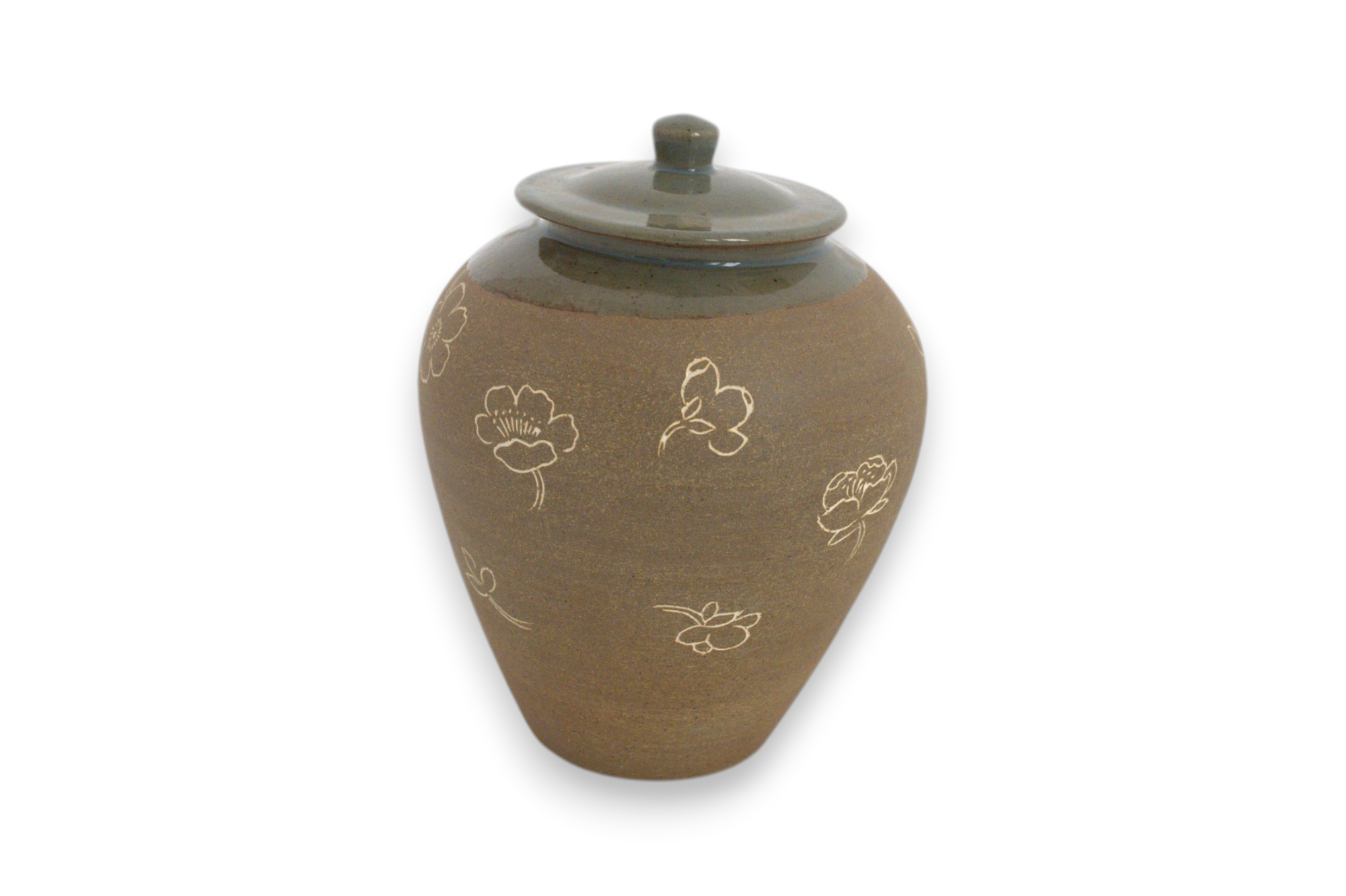 Apple Blossom Stoneware Storage Jar 7" Diameter, 9" Height