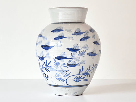 Large Custom Vase with English Fish & Seaweed