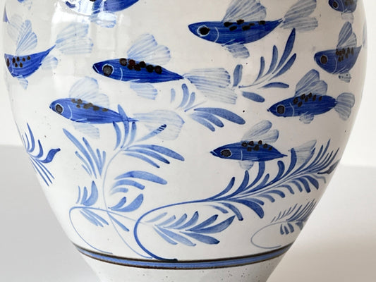 Large Custom Vase with English Fish & Seaweed